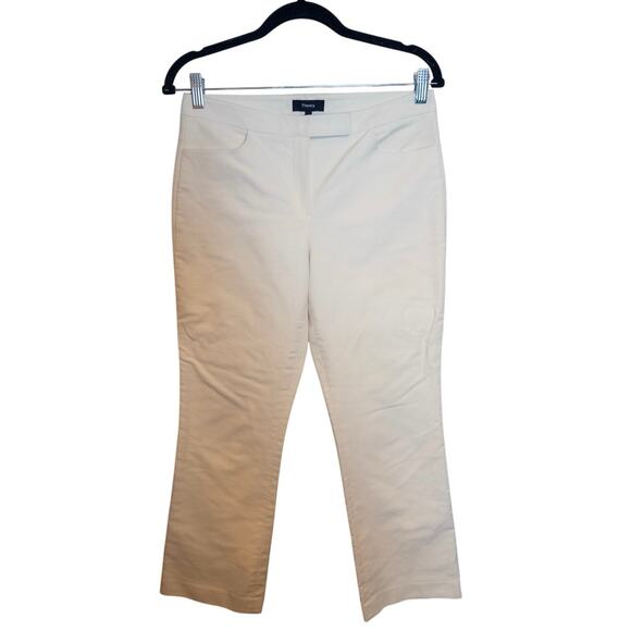 Theory Crop Moleskin Cream Twill Mid Rise Pant Size 2 - Picture 2 of 5